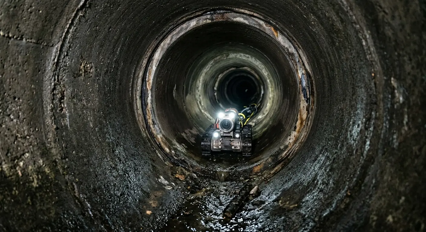 Robotic sewer camera inspecting pipe interior for Sewer Line Repair in Highland Heights